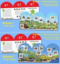 Timbres collectors aux couleurs de la Nationale 7, illustrés par Thierry Dubois