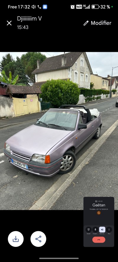 Je vends Une Opel kadett1400 cabriolet signé bertone de 1990