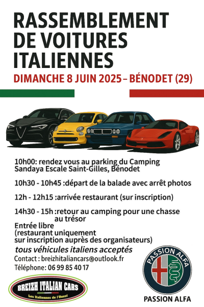 Rassemblement voiture Italienne Alfa, Fiat, Lancia....